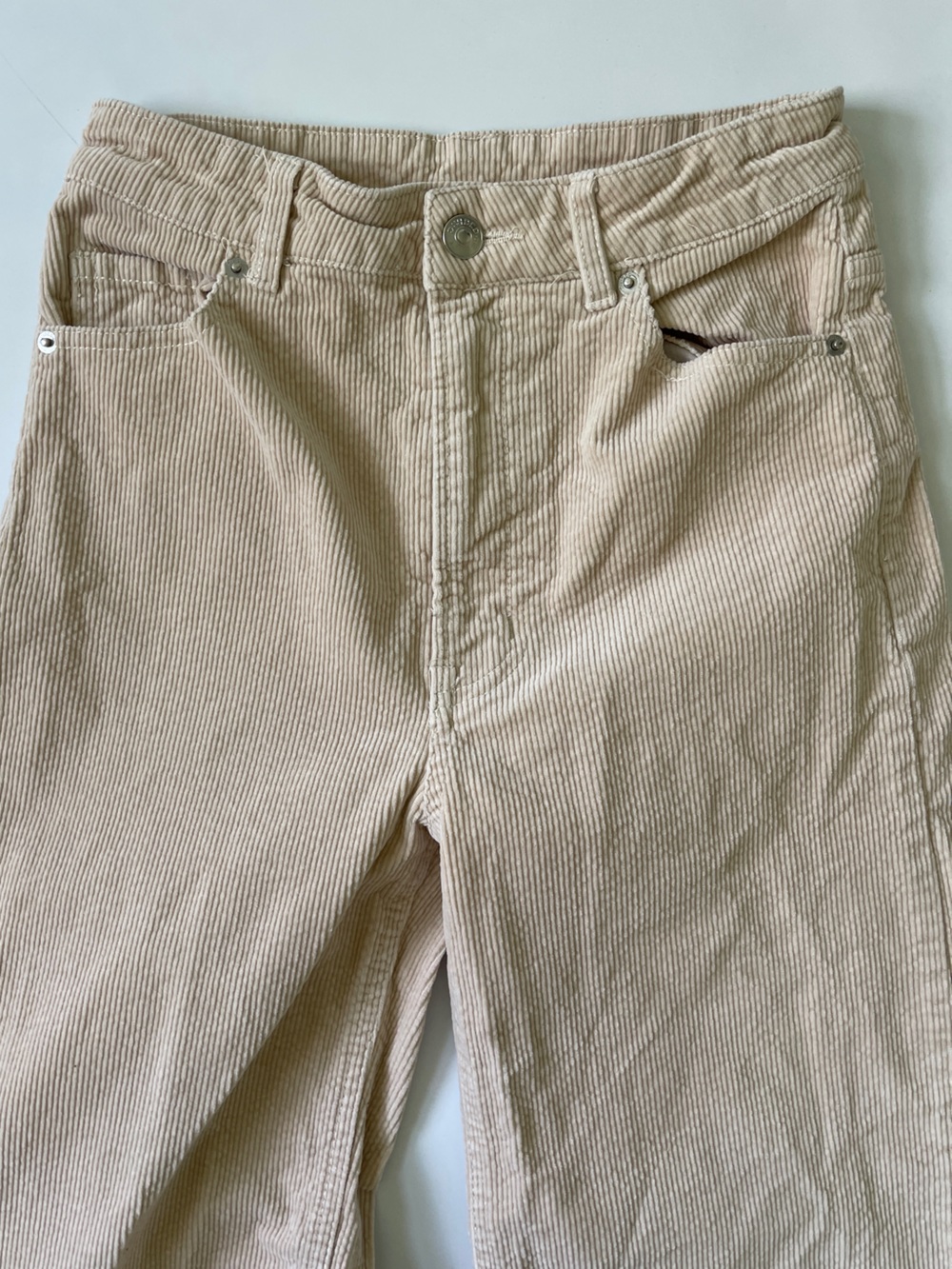 H&M Divided Light Beige Corduroy Wide Leg Pants Size 2 - Picture 5 of 7